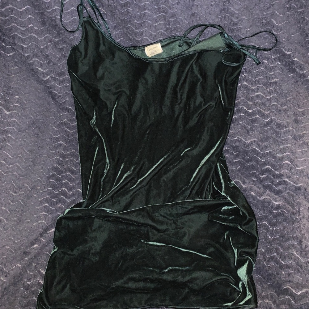 Vintage velvet green slip dress